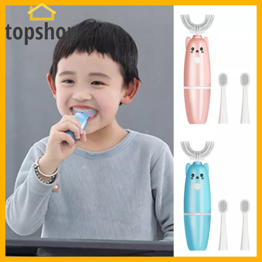 TOPSHOP 360 Degrees Electric Toothbrush Kids U Type Silicon Automatic ...