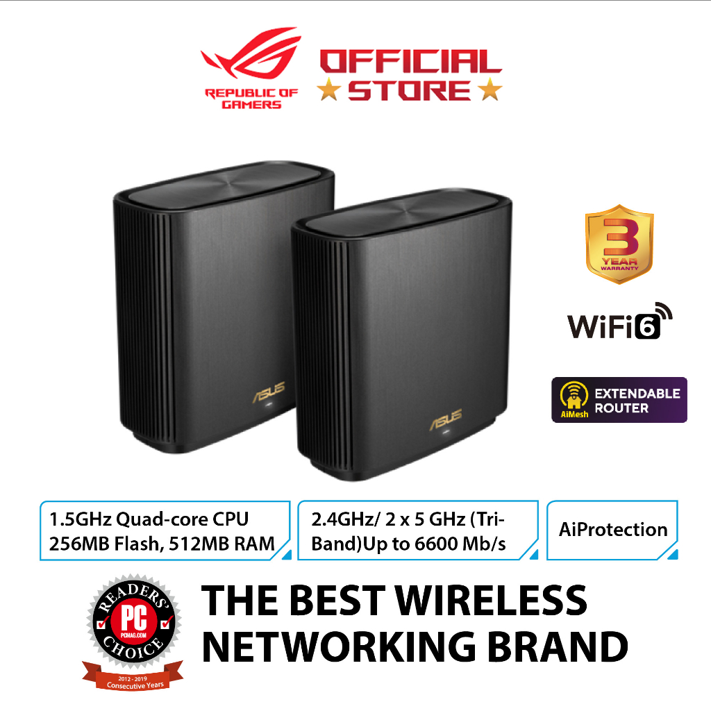 ASUS ZenWiFi AX XT8 Whole-Home Tri-Band Extendable WiFi 6 System ...