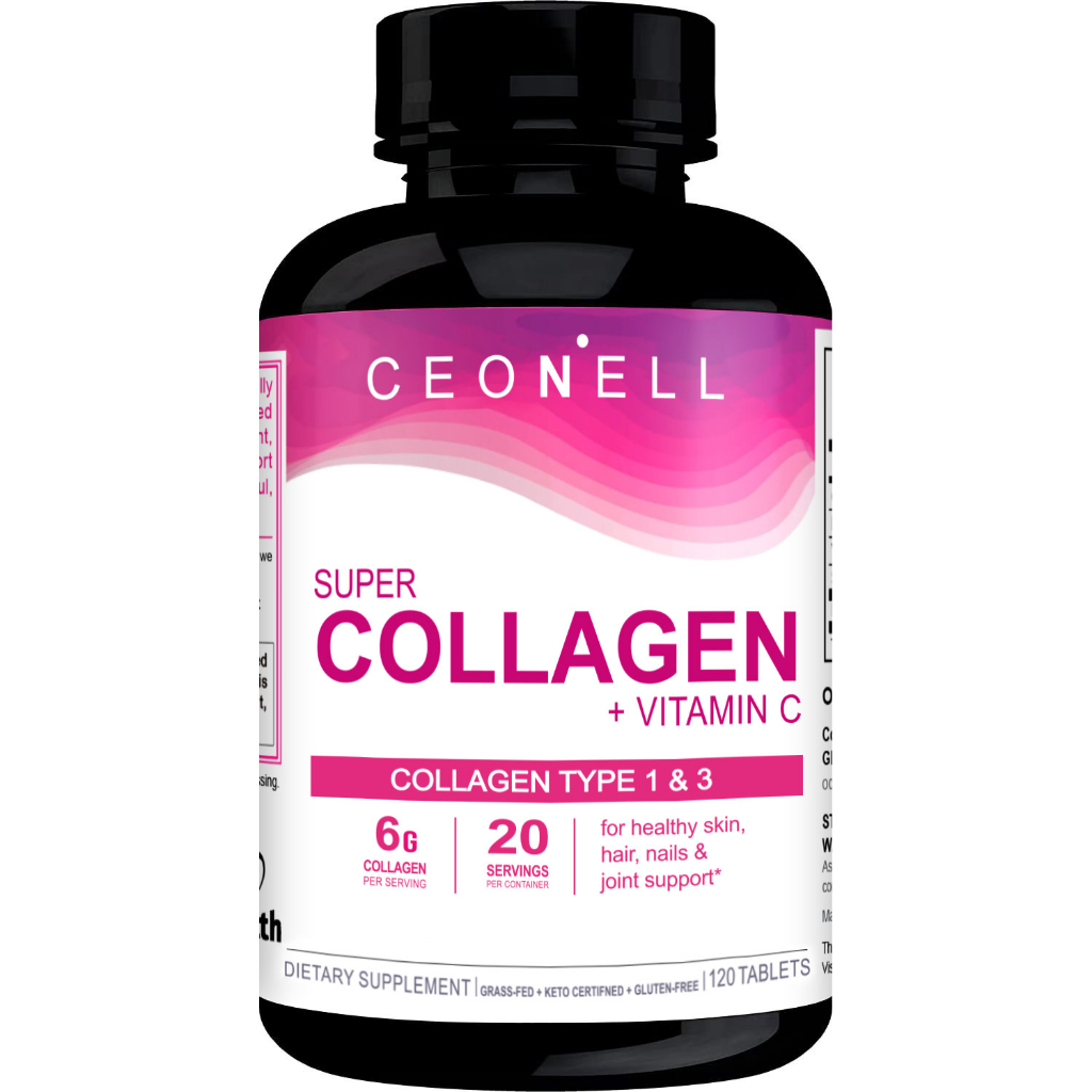 CEONELL Super Collagen with Vitamin C Tablets Skin Whitening Healthy Hair Nails Beauty
