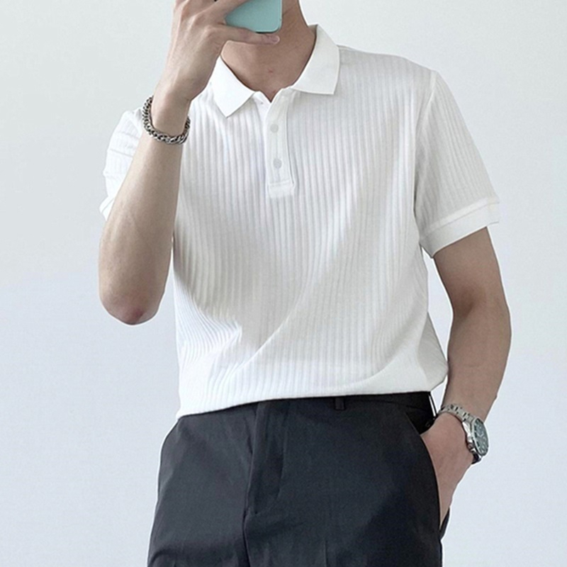 BS 2023 Summer New Casual Men's Korean Style Striped Knit v neck Short ...