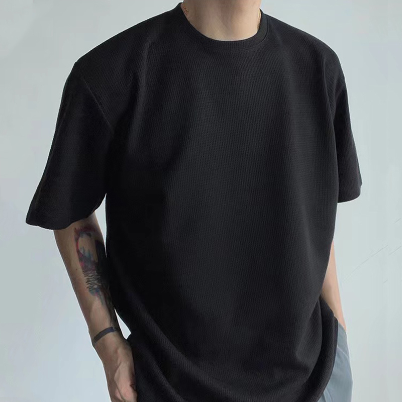 oversized tshirt waffle shirt Tshirt men's loose Tshirt Korean style