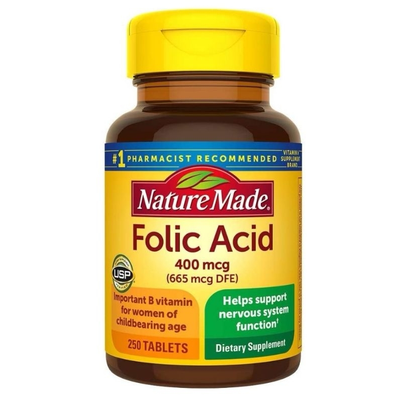 Nature Made Folic Acid 400 mcg (665 mcg DFE) (250 Tablets) | Shopee ...