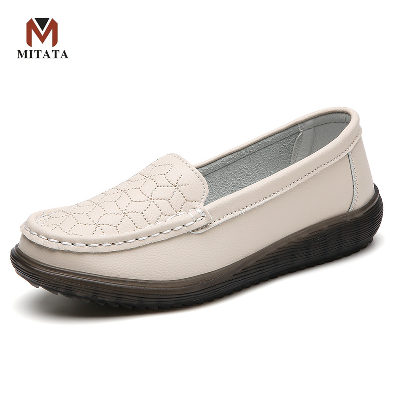 MITATA Quality Leather Loafers Women Shoes | Shopee Philippines