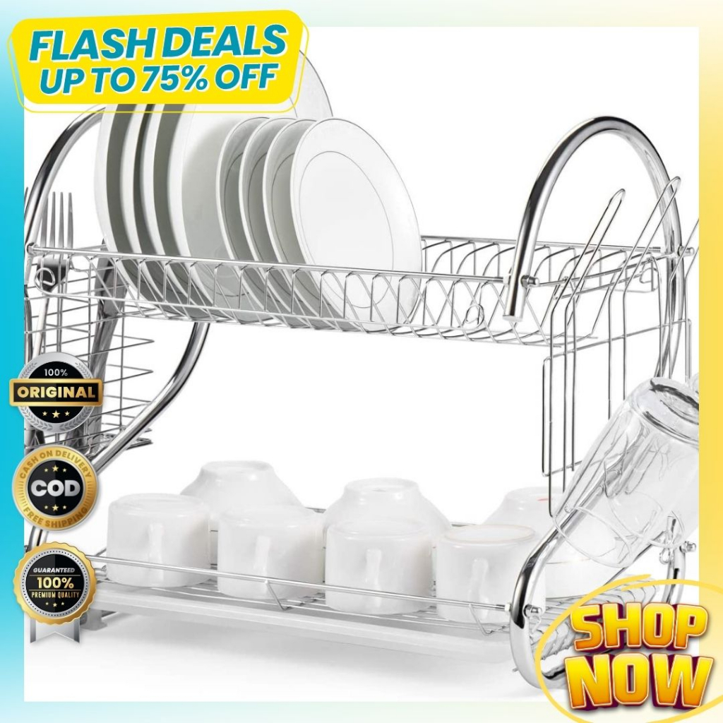Original 2 Layer Dish Rack Stainless Steel Dish Drainer Kitchenware ...