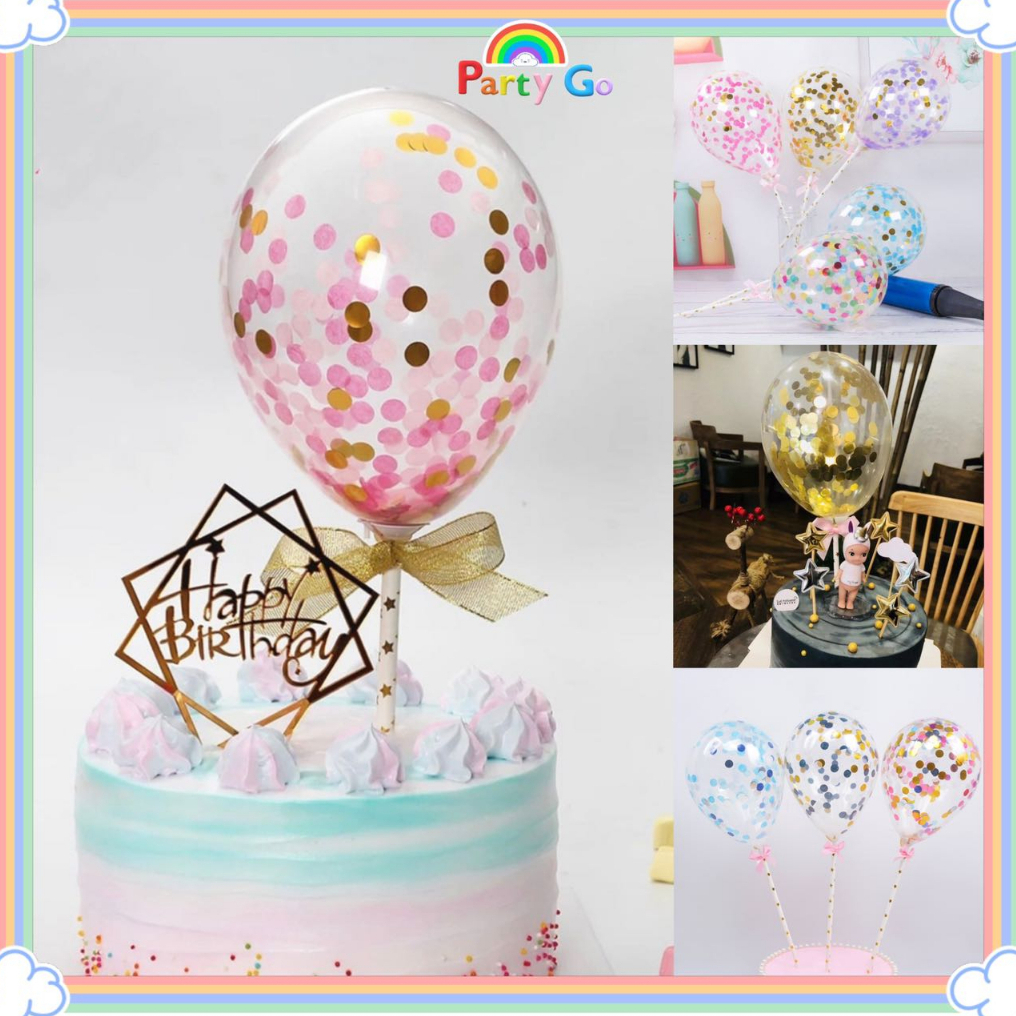 confetti balloon cake topper 1 Set per Pack Cake Decoration | Shopee ...