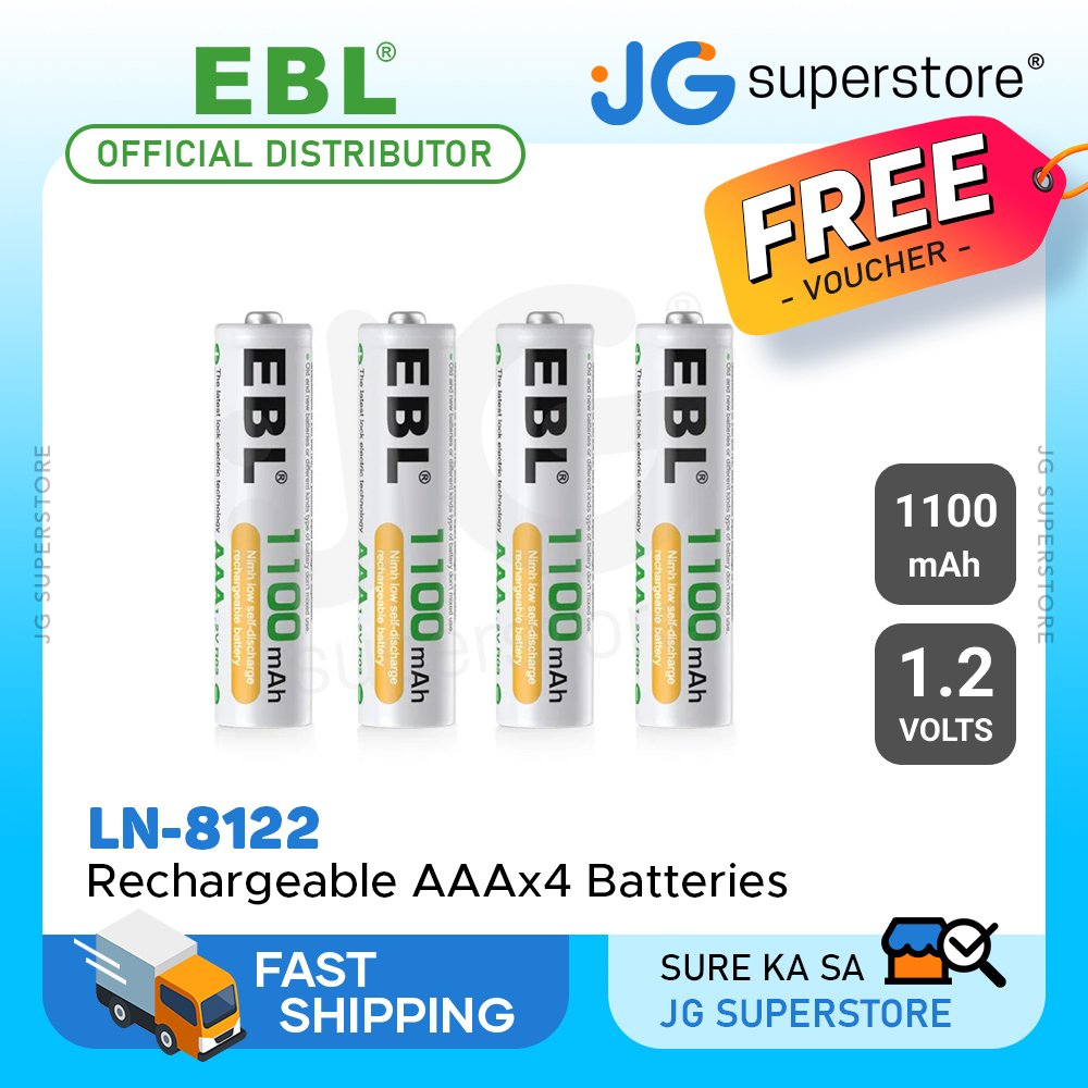 EBL LN-8122 1.2V AAA 1100mAh High Power Rechargeable Battery with ...