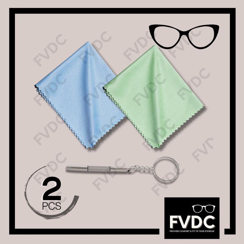 FVDC 2PCS GLASSES CLEANING CLOTH WITH MINI SCREWDRIVER (keychain) for