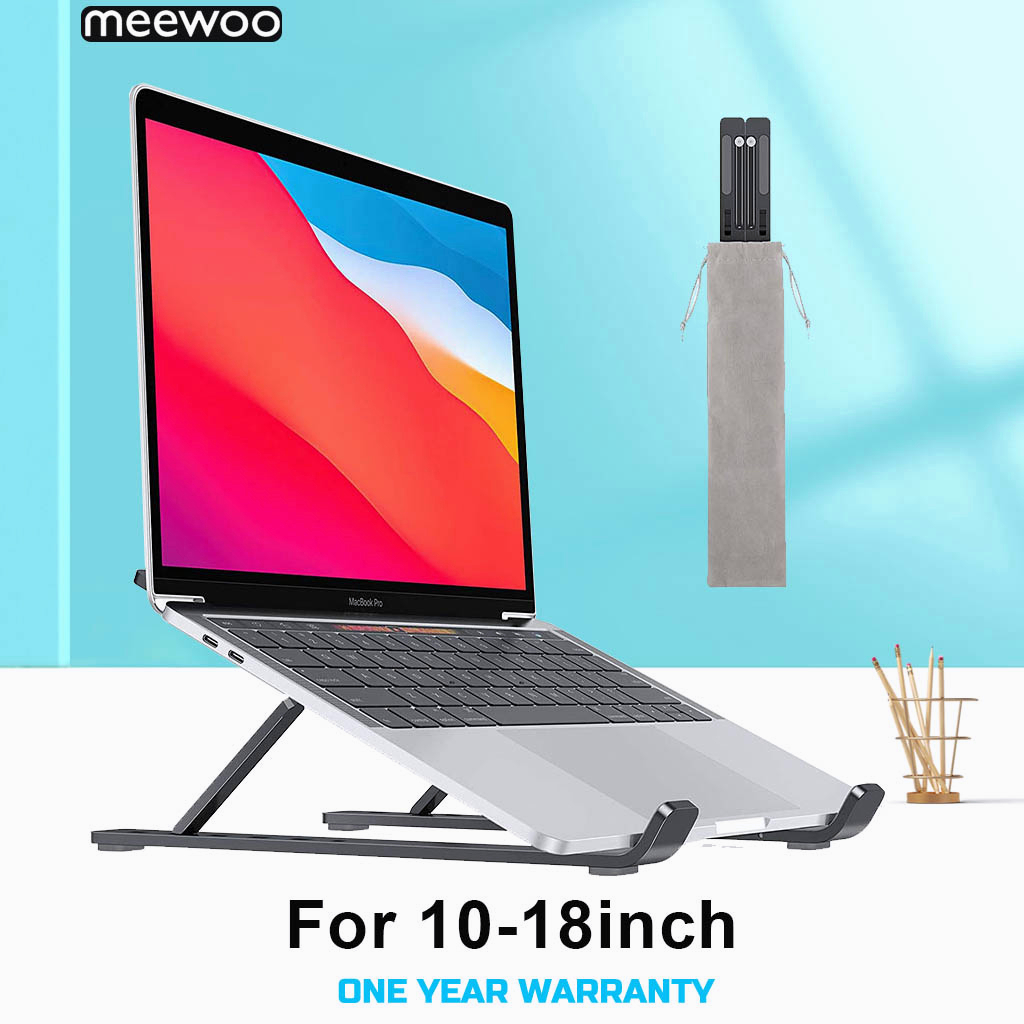 Meewoo Aluminum Laptop Stand Portable 6 Heights Adjustable Ventilated ...