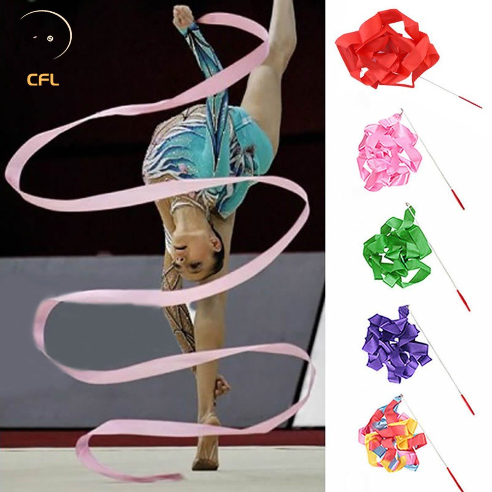 4M Colorful Dance Ribbon Gym Rhythmic Art Gymnastic Streamer Twirling