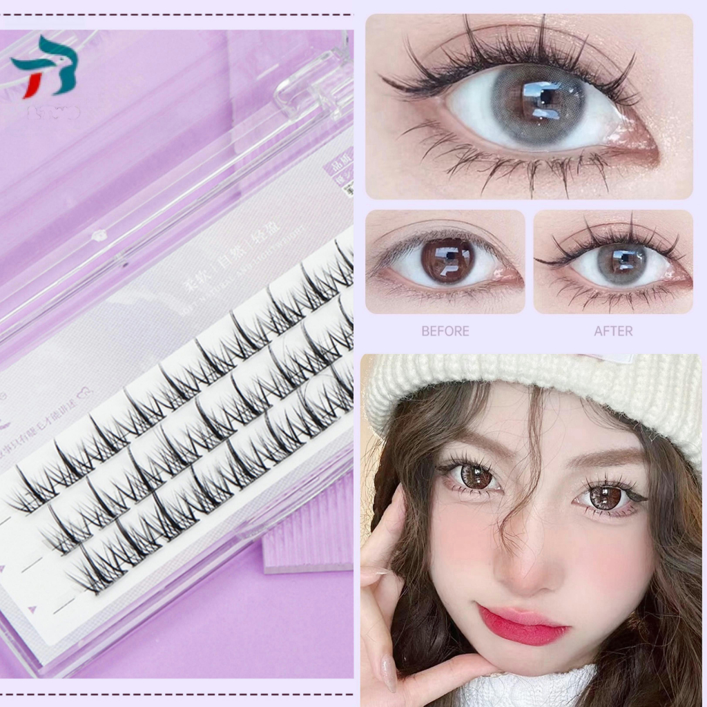 False Eyelashes Three Clusters Segmented Natural Dense Light ...