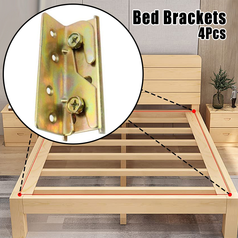 4 Sets Bed Railing Bracket Wooden Bed Frame Connectors NoMortise Bed