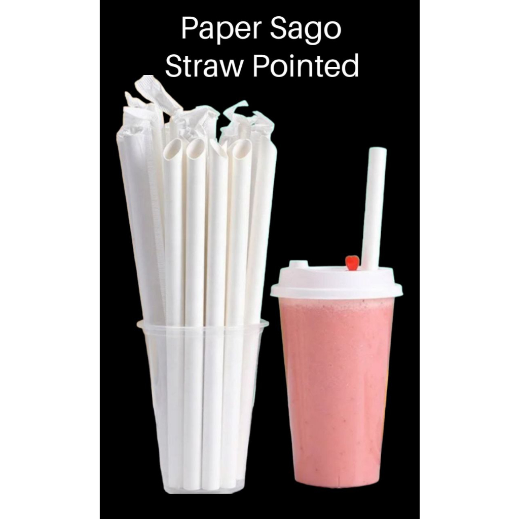 Biodegradable Paper Boba Straw Sago Straw 12mm 23cm Pointed 100pcs/Pack ...