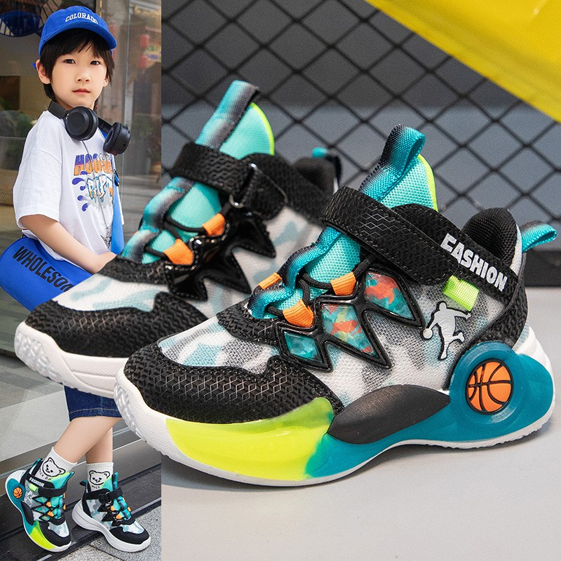 JUSTSL Fashion basketball shoes for kids boy high cut rubber basketball shoes for kids size 26 37