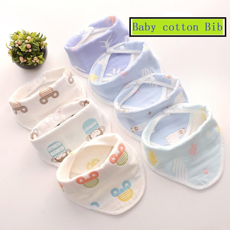 Baby Snap Adjustable Cotton Bib with Cartoon Design Baby Drop Feeding ...