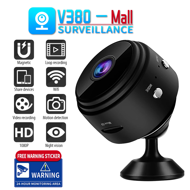 V380 pro hidden small surveillance camera spy security camera connect ...