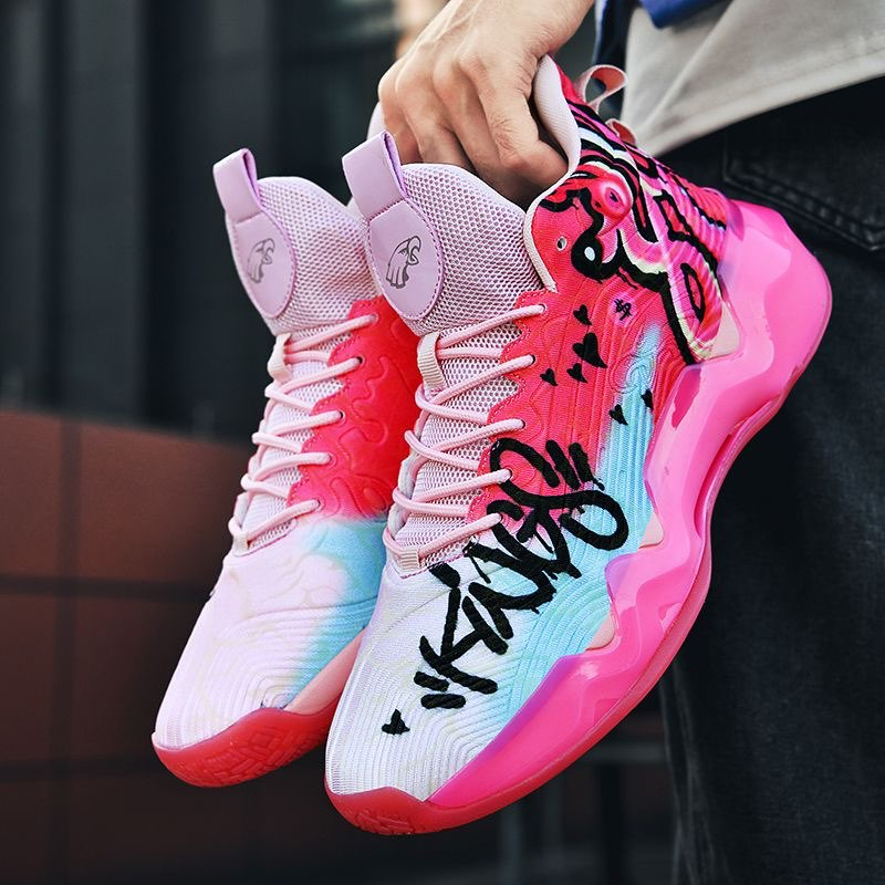 Pink high cheap top basketball shoes