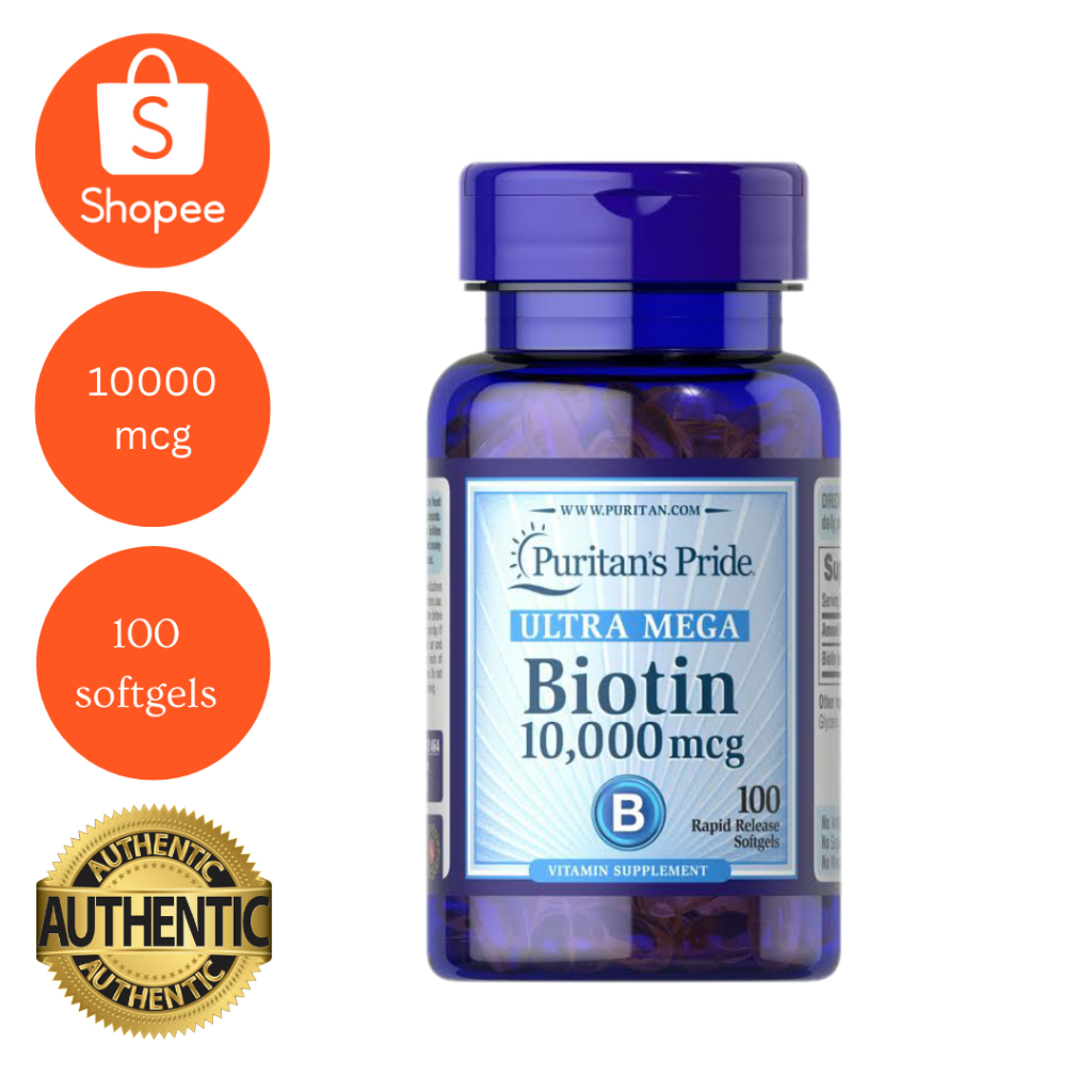 Puritans Pride Biotin 10000 Mcg 100 Softgel Capsules Shopee Philippines