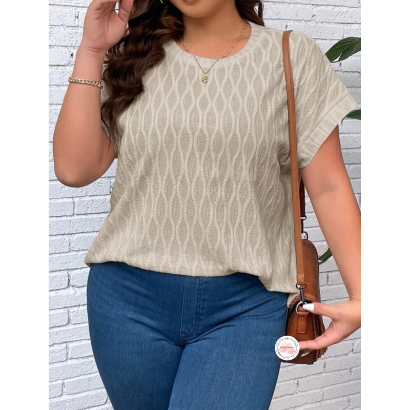 Twinkle PLUS SIZE Textured Knit Basic Top Continuous Sleeve Blouse ...
