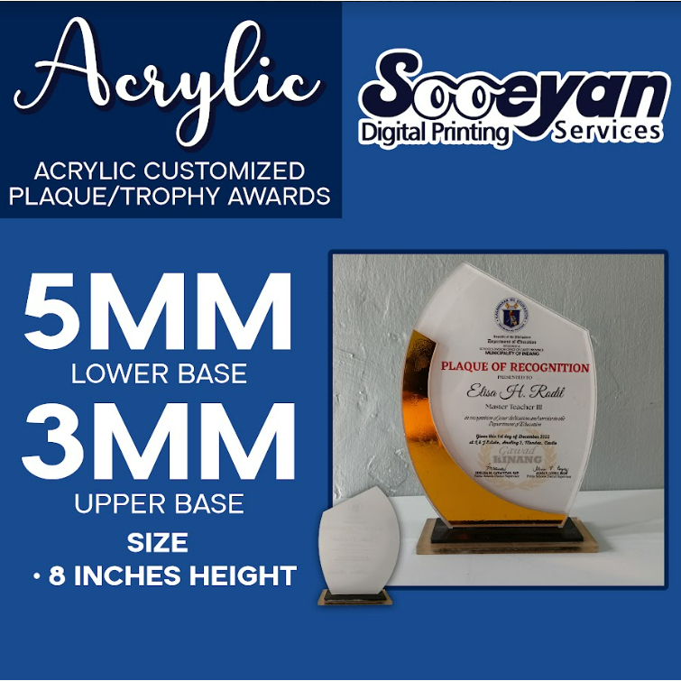 Acrylic Plaque (blank only) w/ lining Shopee Philippines