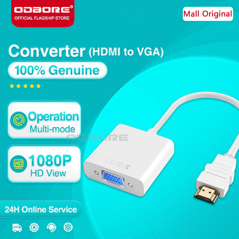 Original ODBORE HDMI to VGA Converter Adapter Cable For HDTV PC Laptop