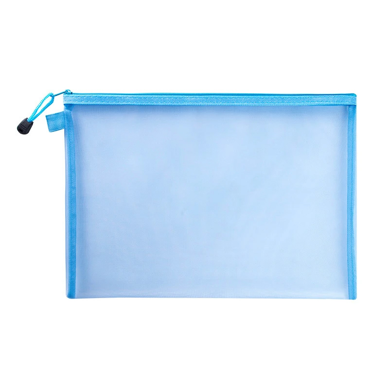 A4 File Bag Transparent Nylon Mesh Zipper Pouch Clear Document Bag Book ...