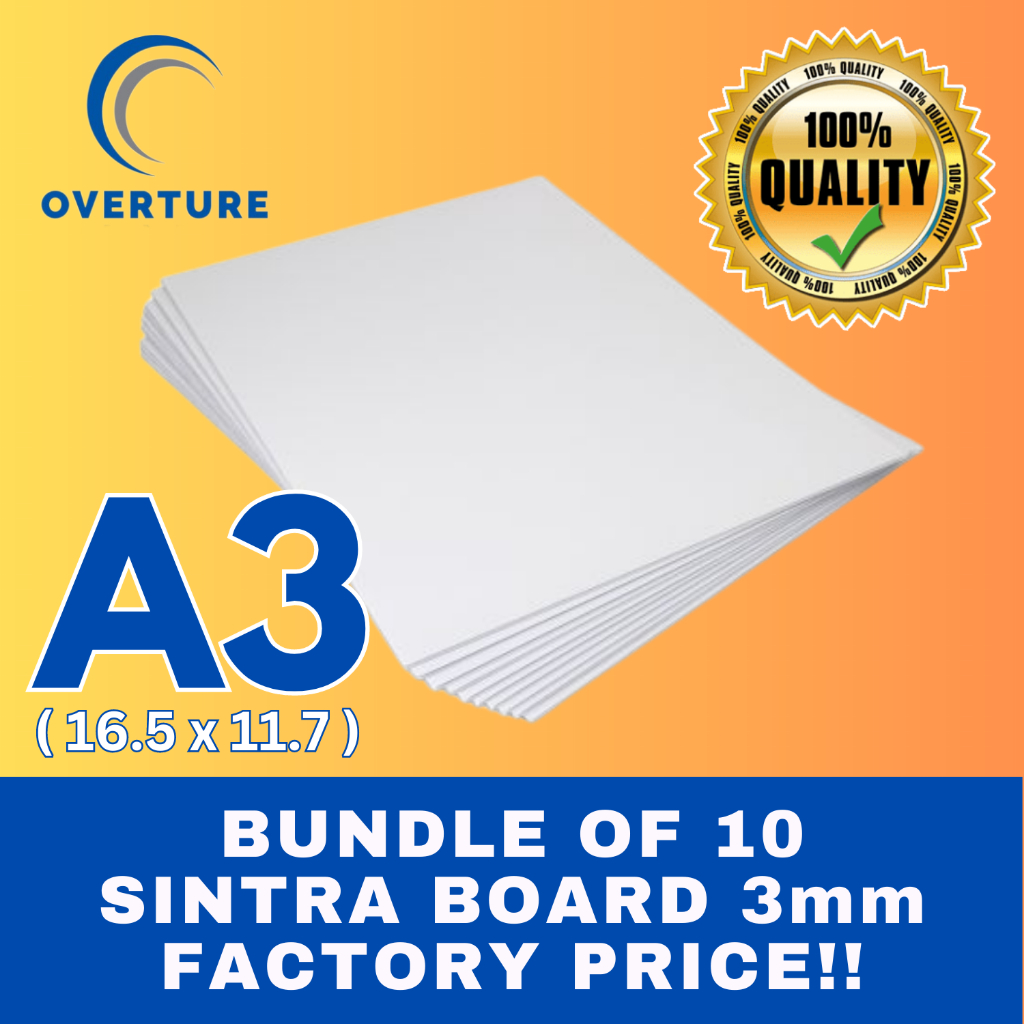 COVERTURE BUNDLE OF 10 Sintra Board 3mm White A3 SIZE Sintra PVC Foam