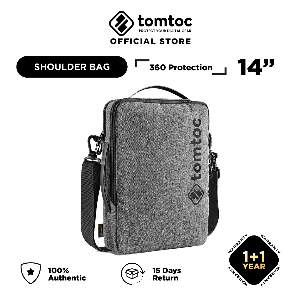 tomtoc 14 Inch Urban Laptop Shoulder Sling Bag iPad Pro 12.9 / MacBook Pro 14 & Air 13