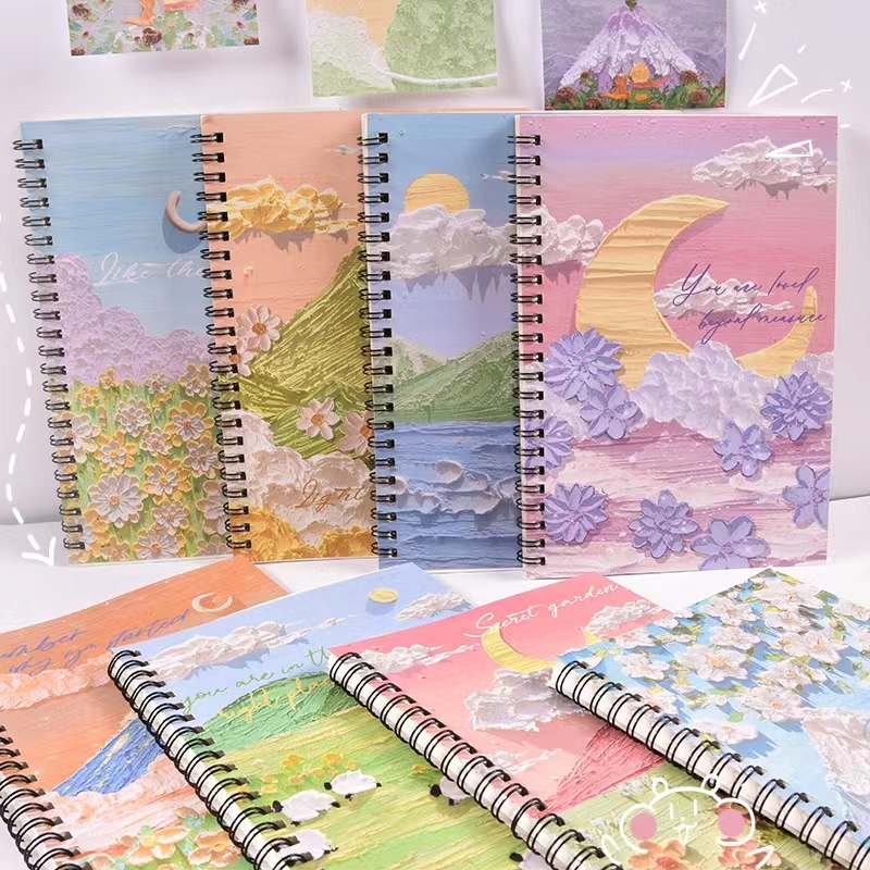 A5 Oil Painting Spiral Notebook Coil Landscape Aesthetic Classroom