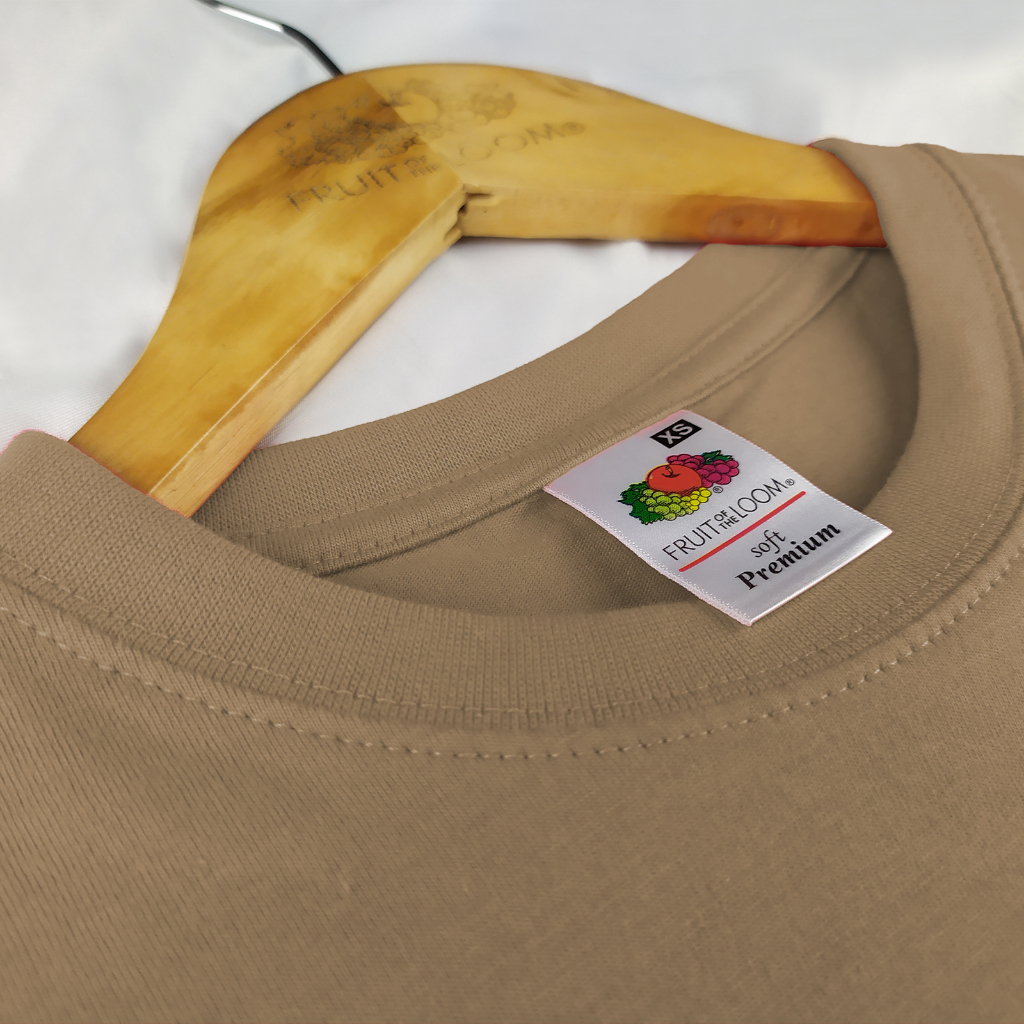 FRUIT OF THE LOOM KHAKI FOTL Original SOFT PREMIUM Round Neck plain100