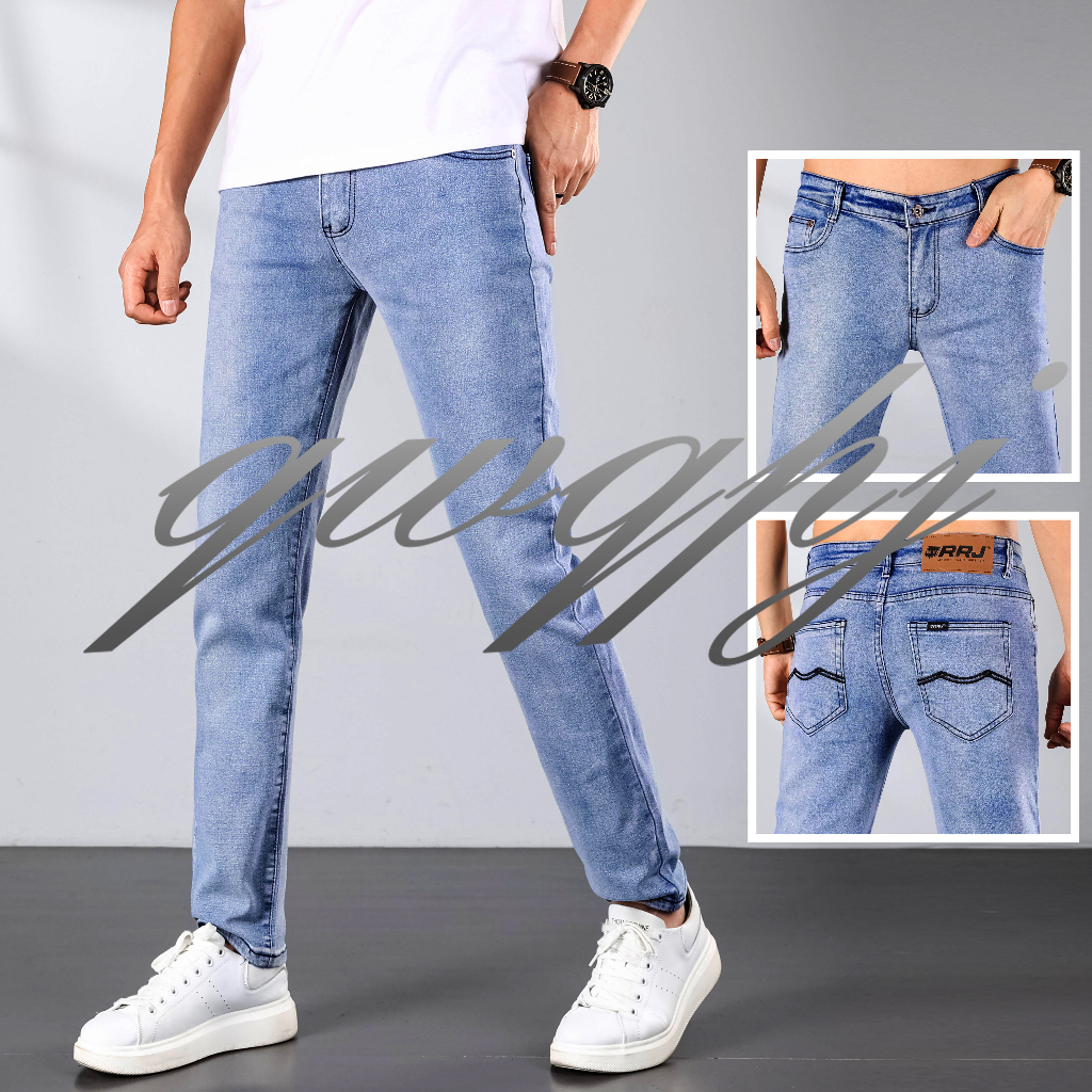Acid Blue/ Denim stretchable Jeans Pants For Men COD | Shopee Philippines