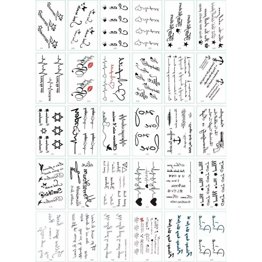 30pcs Temporary Tattoo Sticker Waterproof And Cute Sticker English Letter