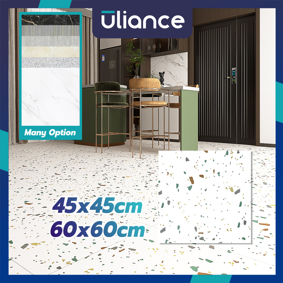 Uliance 45 X 45Cm & 60X60Cm Marble Floor Sticker Tiles Waterproof Self