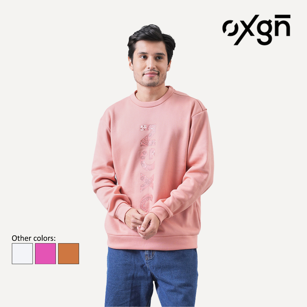 OXGN Logo Pullover With Special Print For Men (White/Brown/Blush/Pink ...