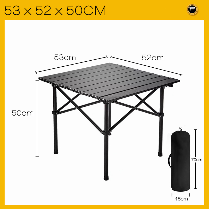 ALPHA CAMP Portable Camping Table - Adjustable Height (26.77"-37.8") With Storage Pocket