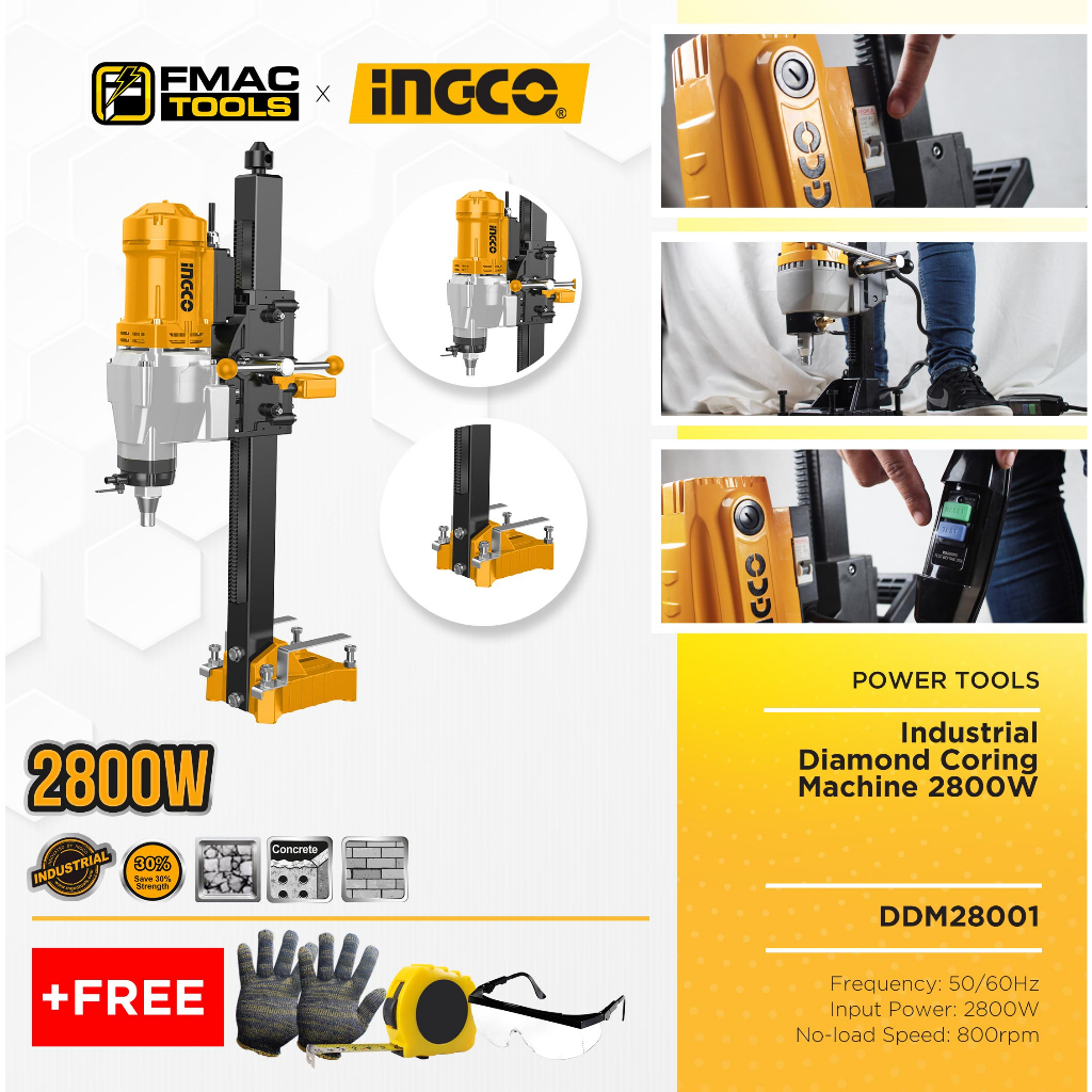 INGCO Industrial Diamond Coring Machine 2800W DDM28001 + FREEBIES FMAC