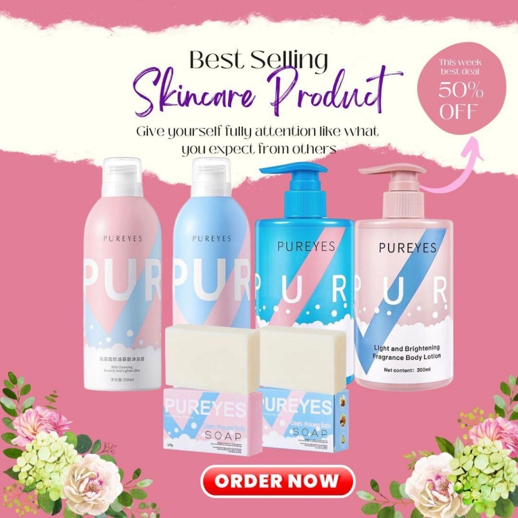 Pureyes Amino Acid Cream Mousse Shower Gel Whitening Perfume Body Wash