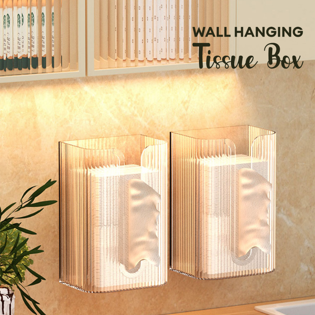 LOCAUPIN Wall Mounted Clear Plastic Tissue Holder Bathroom Counter