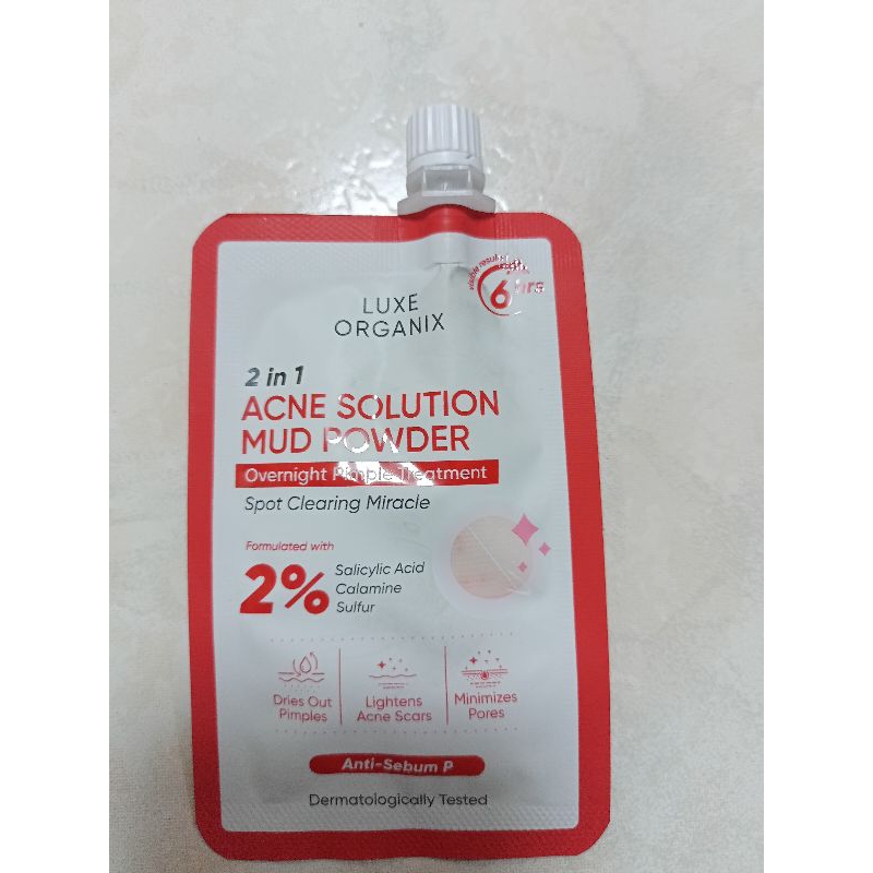 Luxe Organix 2 in 1 Acne Solution Mud Powder Overnight Pimple Treatment