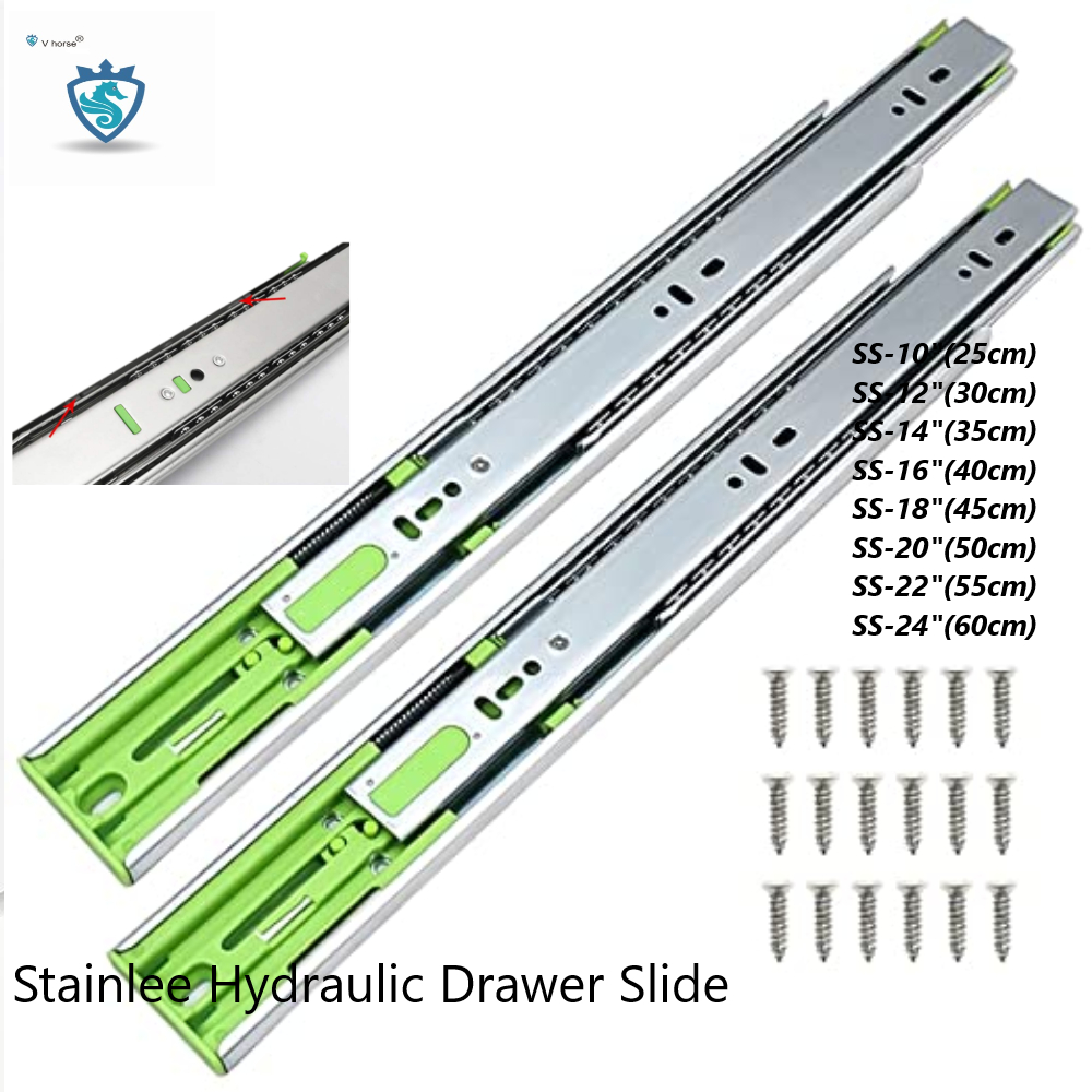 STAINLESS HYDRAULIC SOFT CLOSE DRAWER SLIDE ( 1PAIR 2PCS ) Shopee