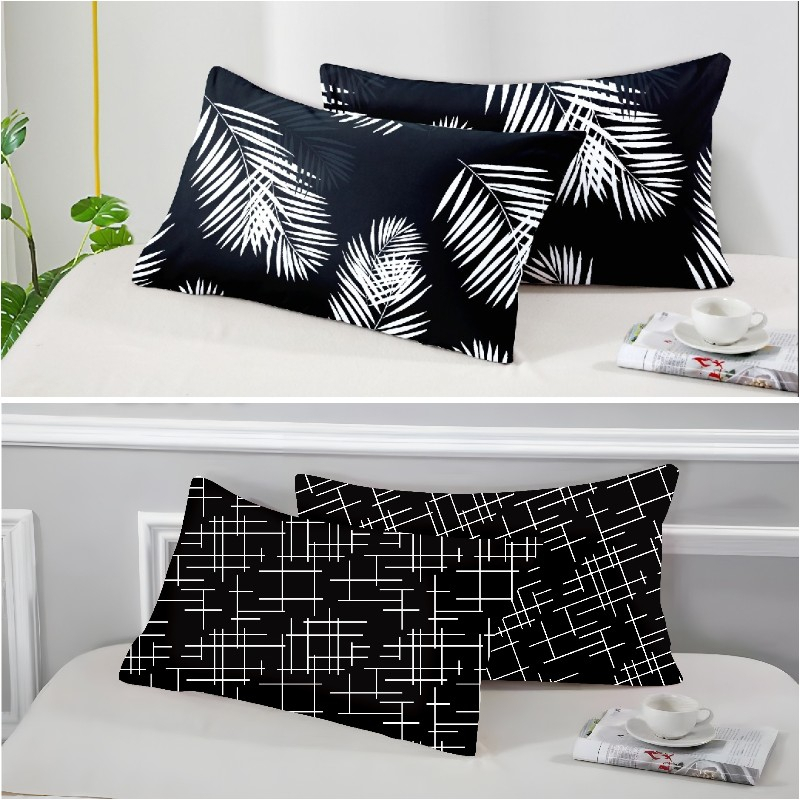 Black Leaf New Pillow Cases 1 Pair/2pcs polyester Cotton pillowcase on