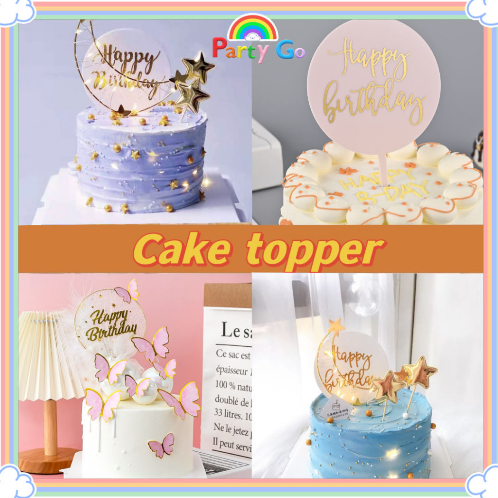Acrylic Cake Topper Birthday Cake Topper Round Happy Birthday Party ...