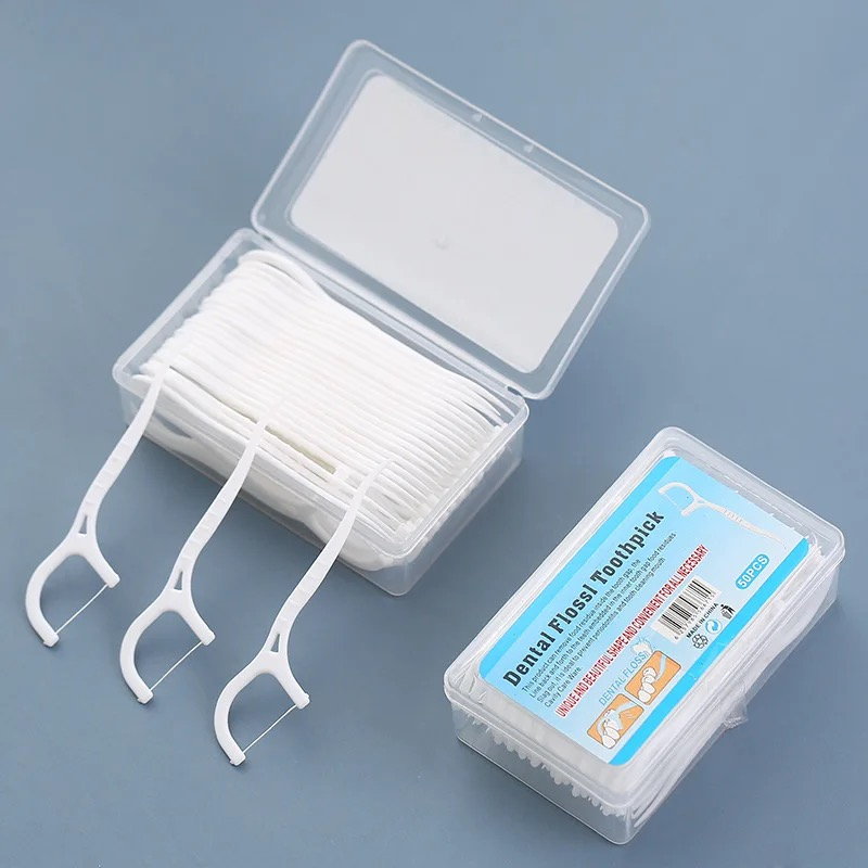 50Pcs/Set Teeth Toothpicks Stick Dental Floss Flosser Picks Tooth Clean