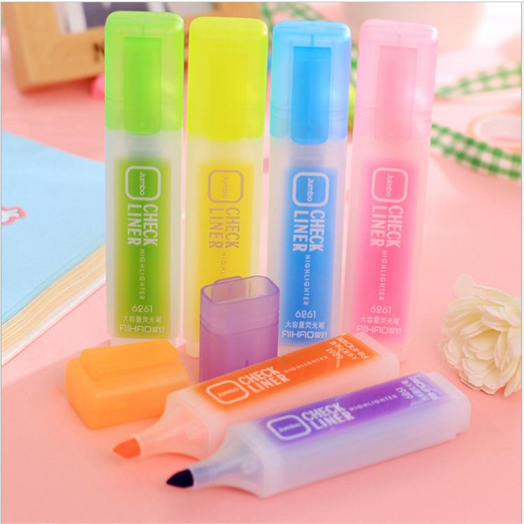 Large-capacity 6-color highlighter creative cute writing pen school ...