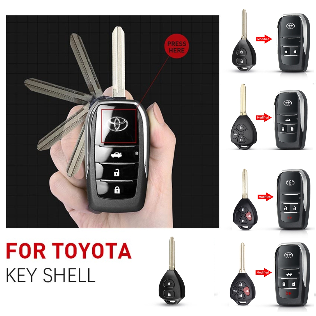 Toyota Flip Key Cover Remote Shell Replacement Case for Vios Wigo