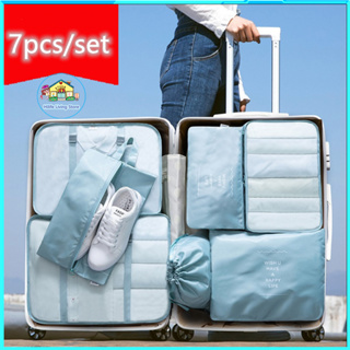 7Pcs/Set Travel Luggage Organizer Storage Bag, Lightweight Travel Luggage  Organizer With Shoe Bag, Toiletry Bag & Laundry Bag