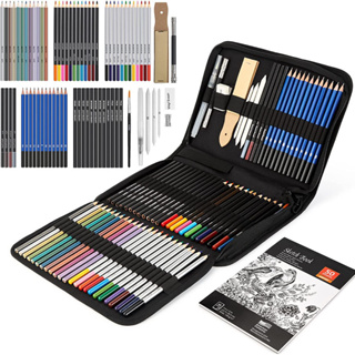 Professional Art Kit 33pcs Drawing and Sketch Pencils Erasers Bag Sketchpad  Set for sale online