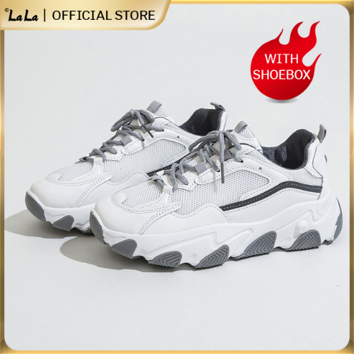 【LaLa】Chunky shoes slip-resistant fashion high sneakers for women | Shopee Philippines