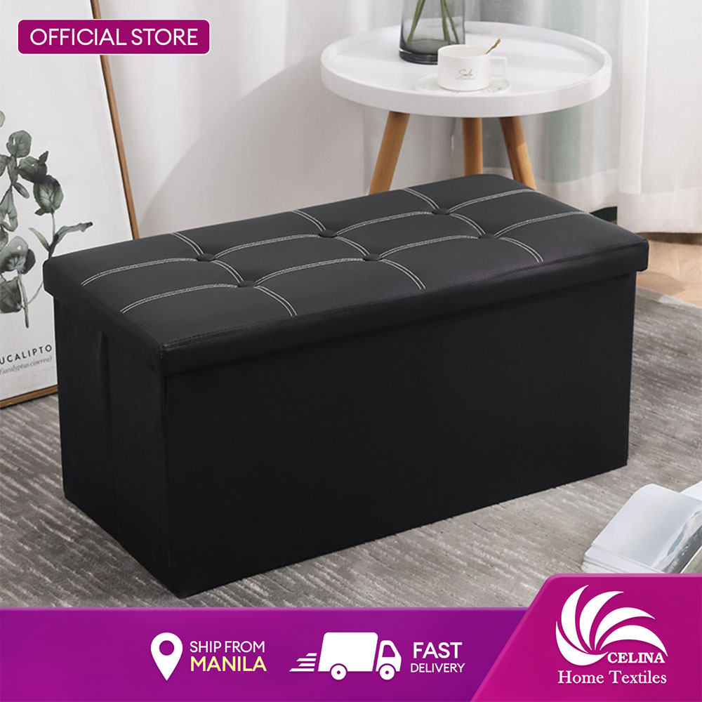 Celina Ottoman Rectangular Storage Stool Sit Sofa Folding Box Chair PVC