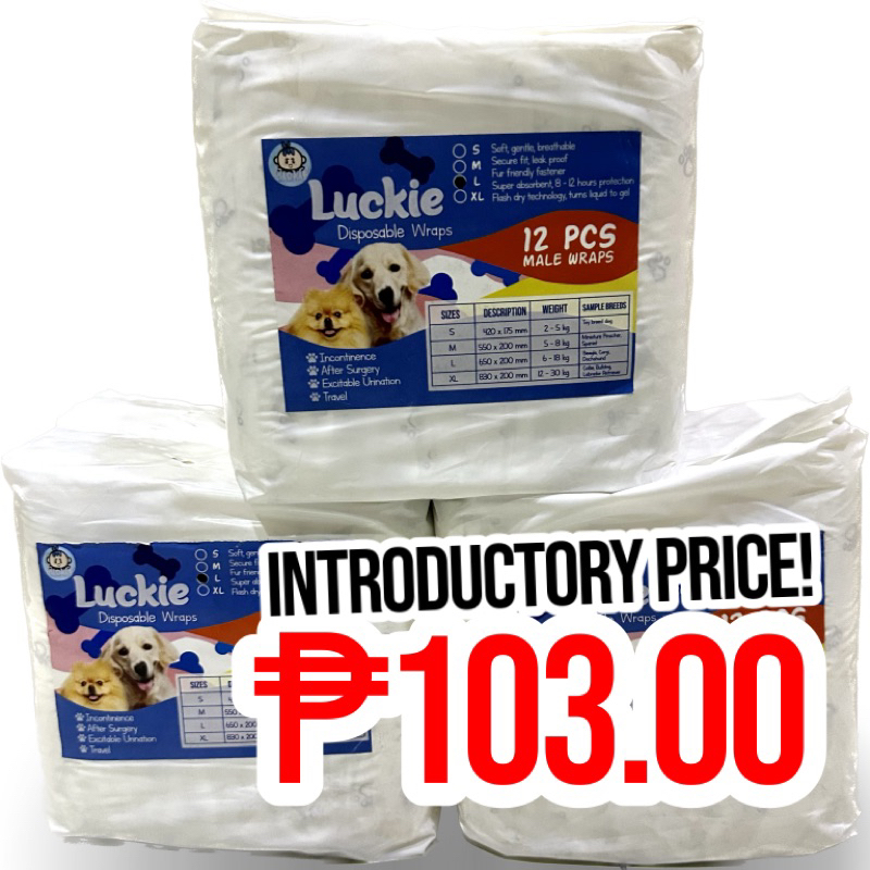 Dog Diaper Male Pet Dog Disposable Male Large Wraps Luckie (12pcs