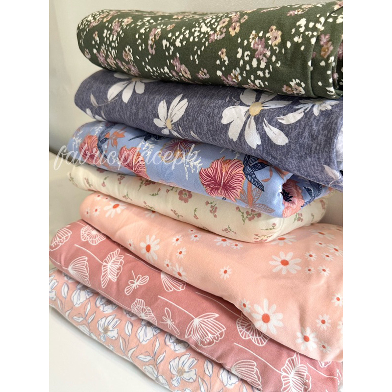 NEW ️Floral print stretchy cotton fabric Shopee Philippines